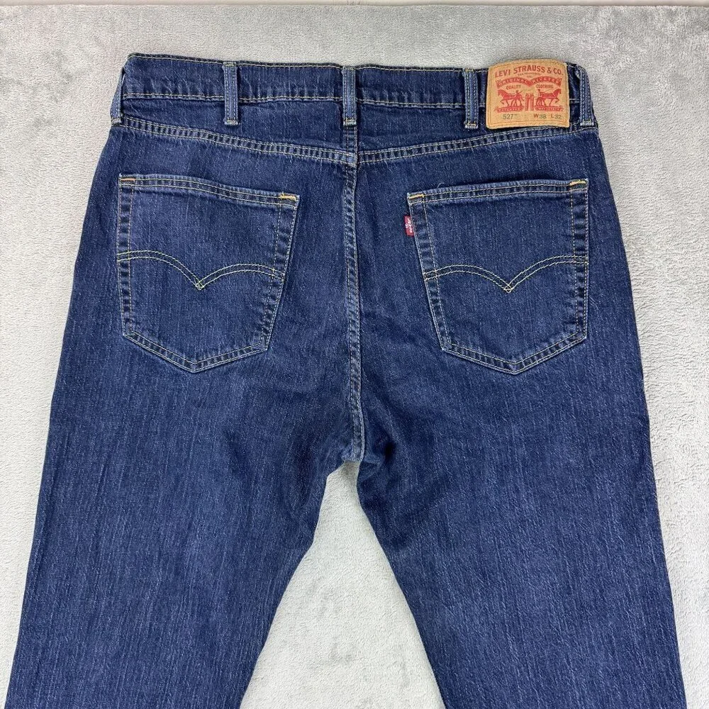 LEVIS 527 Boot Cut Denim Jeans Stretch Mens 38 Western Bootcut Blue Medium Wash